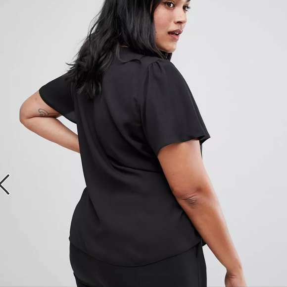 SIZE 16 ASOS New Look Wrap Top Black - tie top blouse - Picture 9 of 9